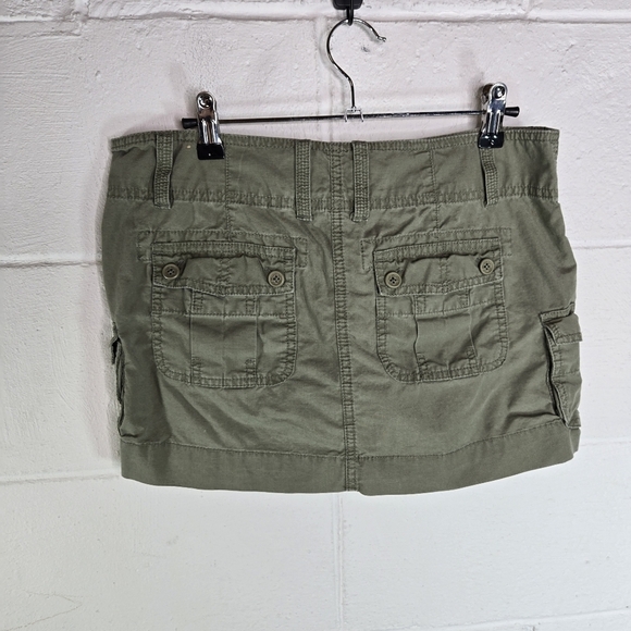 Vtg Y2k Hollister Low Rise Micro Mini Khaki Green Mini Skirt - Picture 9 of 9